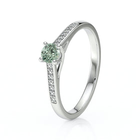 Solitaire accompagné saphir vert et diamant Pluie d’étoiles - 4