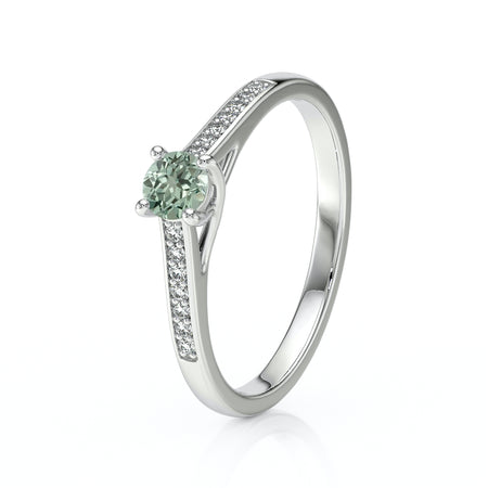 Solitaire accompagné saphir vert et diamant Pluie d’étoiles - 4