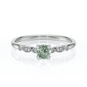 Solitaire accompagné saphir vert et diamant Pluie d’étoiles - 9