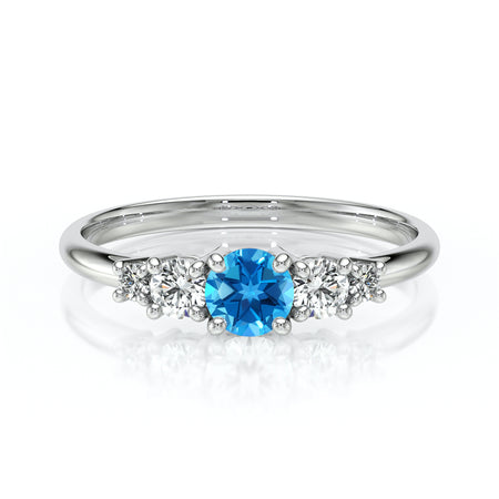 Solitaire accompagné topaze et diamant Coucher de Soleil - 7