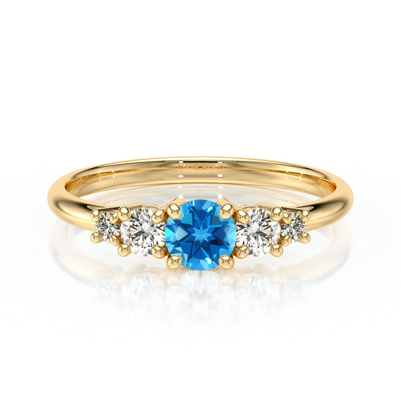 Solitaire accompagné topaze et diamant Coucher de Soleil - 7