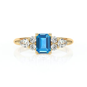 Solitaire accompagné topaze diamant Divine Idylle - 10