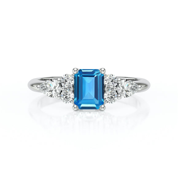 Solitaire accompagné topaze diamant Divine Idylle - 10