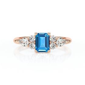 Solitaire accompagné topaze diamant Divine Idylle - 10