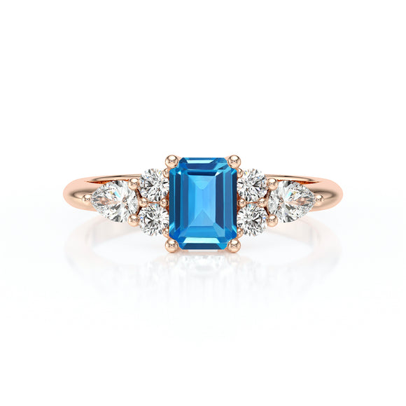 Solitaire accompagné topaze diamant Divine Idylle - 10