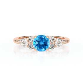 Solitaire accompagné topaze diamant Divine Idylle - 13