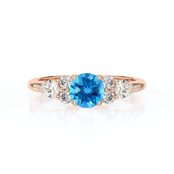 Solitaire accompagné topaze diamant Divine Idylle - 13