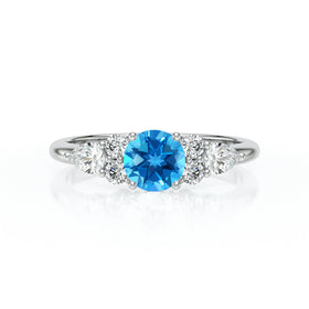Solitaire accompagné topaze diamant Divine Idylle - 13