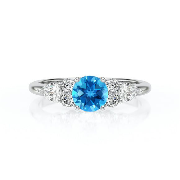 Solitaire accompagné topaze diamant Divine Idylle - 13