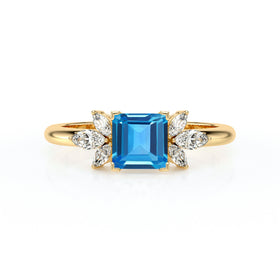 Solitaire accompagné topaze diamant Divine Idylle - 15