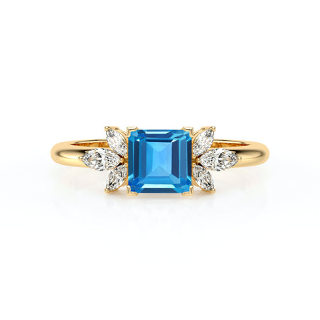 Solitaire accompagné topaze diamant Divine Idylle - 15
