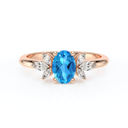 Solitaire accompagné topaze diamant Divine Idylle - 16