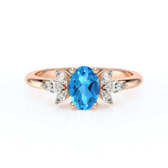 Solitaire accompagné topaze diamant Divine Idylle - 16