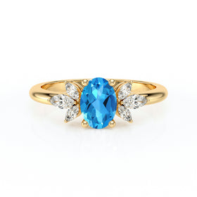 Solitaire accompagné topaze diamant Divine Idylle - 16