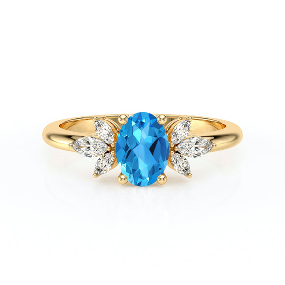Solitaire accompagné topaze diamant Divine Idylle - 16
