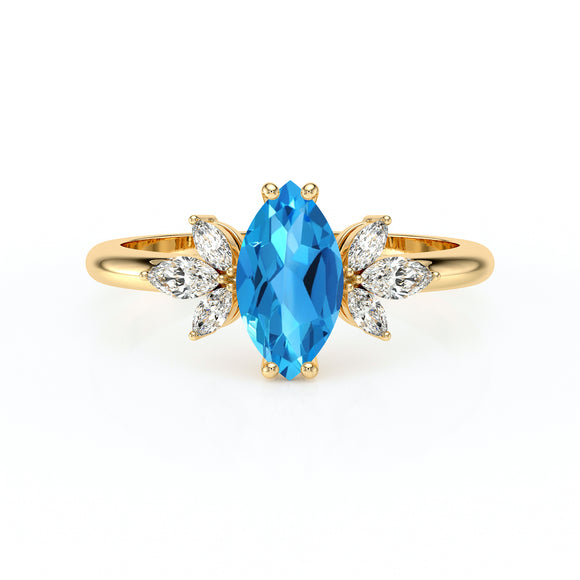 Solitaire accompagné topaze diamant Divine Idylle - 17