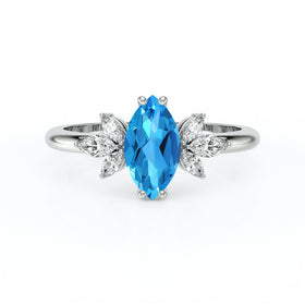 Solitaire accompagné topaze diamant Divine Idylle - 17
