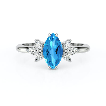Solitaire accompagné topaze diamant Divine Idylle - 17