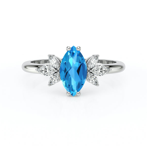 Solitaire accompagné topaze diamant Divine Idylle - 17