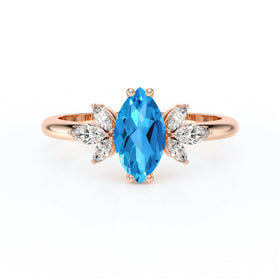 Solitaire accompagné topaze diamant Divine Idylle - 17