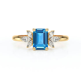 Solitaire accompagné topaze diamant Divine Idylle - 18