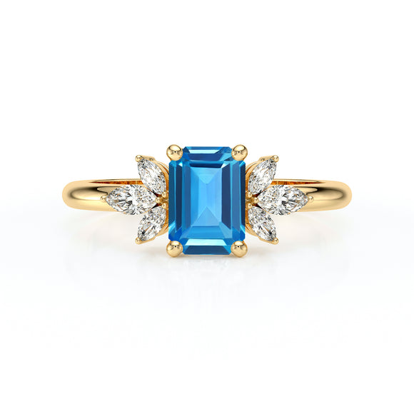 Solitaire accompagné topaze diamant Divine Idylle - 18