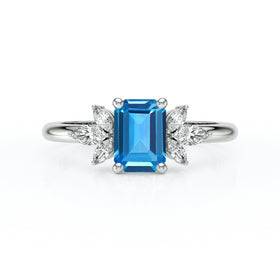Solitaire accompagné topaze diamant Divine Idylle - 18