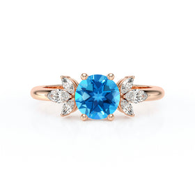 Solitaire accompagné topaze diamant Divine Idylle - 19