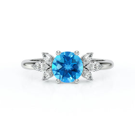 Solitaire accompagné topaze diamant Divine Idylle - 19