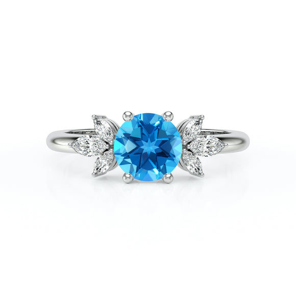 Solitaire accompagné topaze diamant Divine Idylle - 19