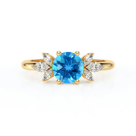 Solitaire accompagné topaze diamant Divine Idylle - 19