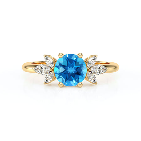 Solitaire accompagné topaze diamant Divine Idylle - 19