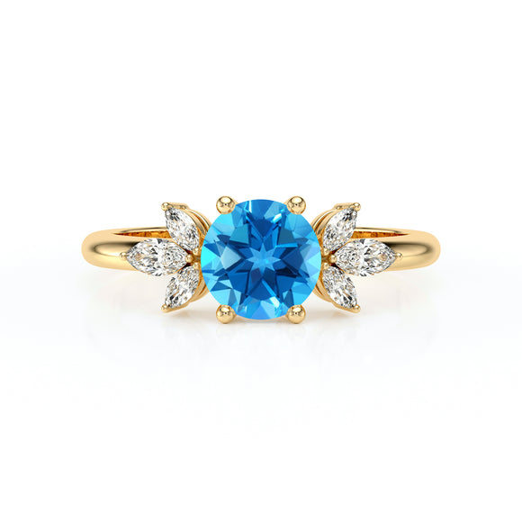 Solitaire accompagné topaze diamant Divine Idylle - 19