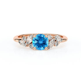 Solitaire accompagné topaze diamant Divine Idylle - 20