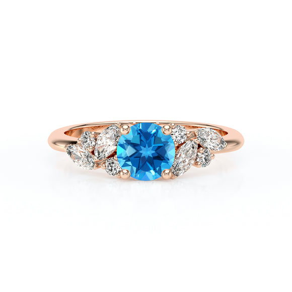 Solitaire accompagné topaze diamant Divine Idylle - 20