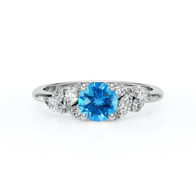 Solitaire accompagné topaze diamant Divine Idylle - 20