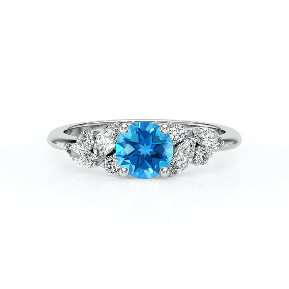 Solitaire accompagné topaze diamant Divine Idylle - 20