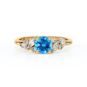 Solitaire accompagné topaze diamant Divine Idylle - 20