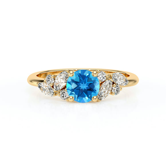 Solitaire accompagné topaze diamant Divine Idylle - 20
