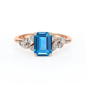 Solitaire accompagné topaze diamant Divine Idylle - 21