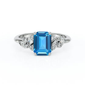 Solitaire accompagné topaze diamant Divine Idylle - 21