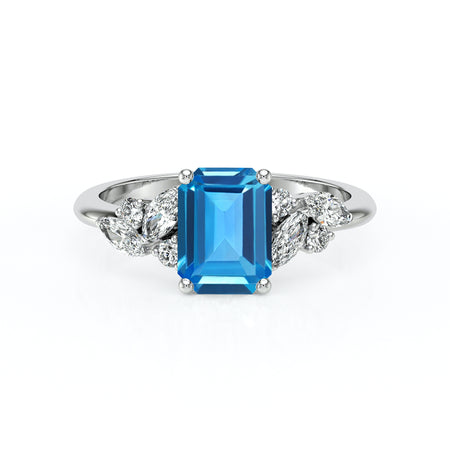 Solitaire accompagné topaze diamant Divine Idylle - 21