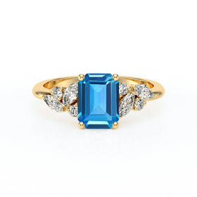 Solitaire accompagné topaze diamant Divine Idylle - 21