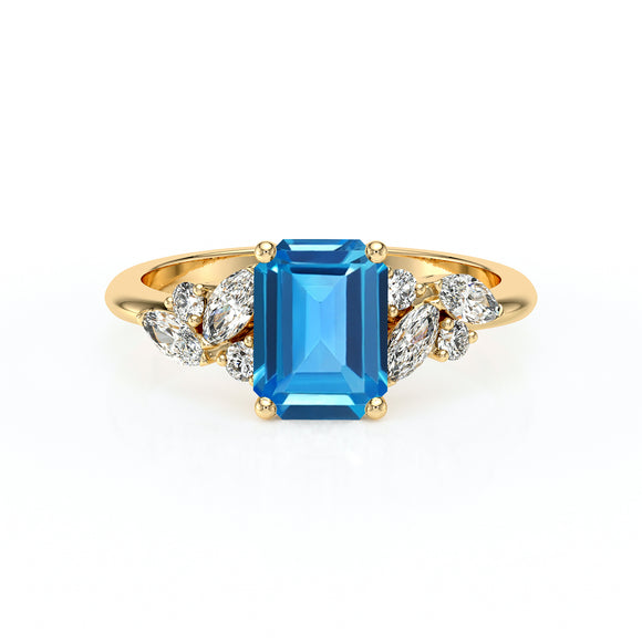 Solitaire accompagné topaze diamant Divine Idylle - 21