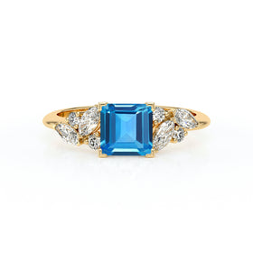 Solitaire accompagné topaze diamant Divine Idylle - 22