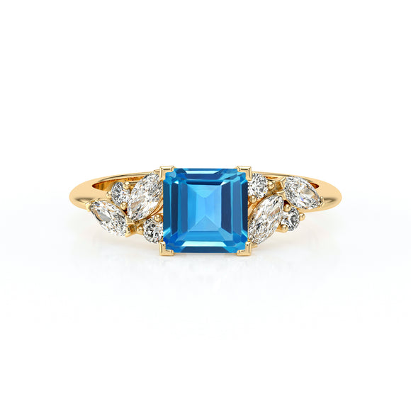 Solitaire accompagné topaze diamant Divine Idylle - 22