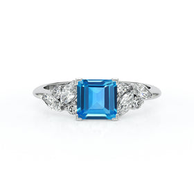 Solitaire accompagné topaze diamant Divine Idylle - 22