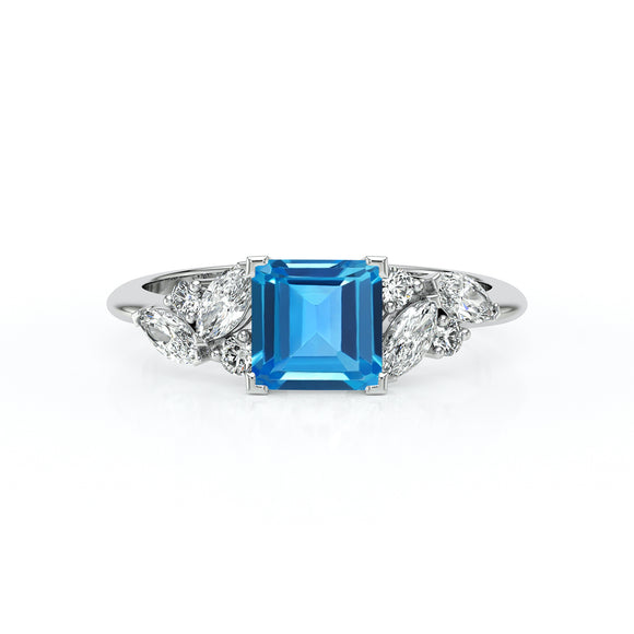 Solitaire accompagné topaze diamant Divine Idylle - 22