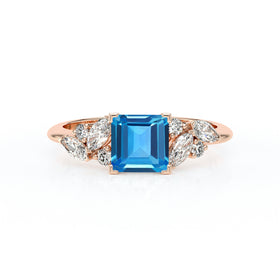 Solitaire accompagné topaze diamant Divine Idylle - 22