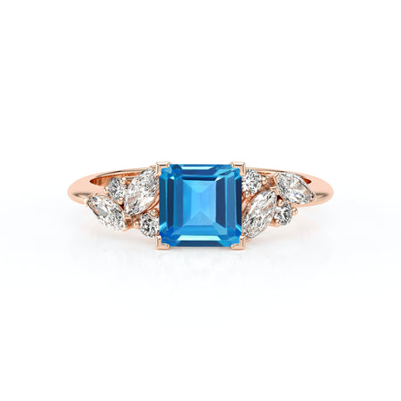 Solitaire accompagné topaze diamant Divine Idylle - 22